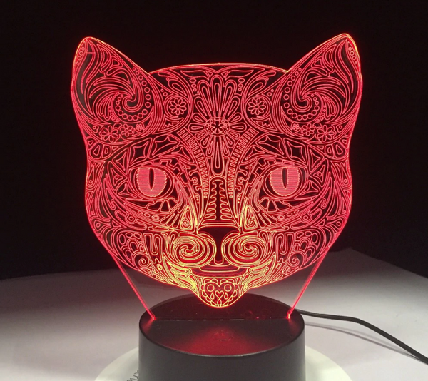 Lamp KAT. Mandala lamp kat. Mooie sfeerlamp. 7-kleurig.