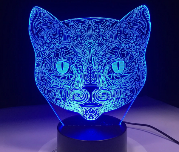 Lamp KAT. Mandala lamp kat. Mooie sfeerlamp. 7-kleurig.