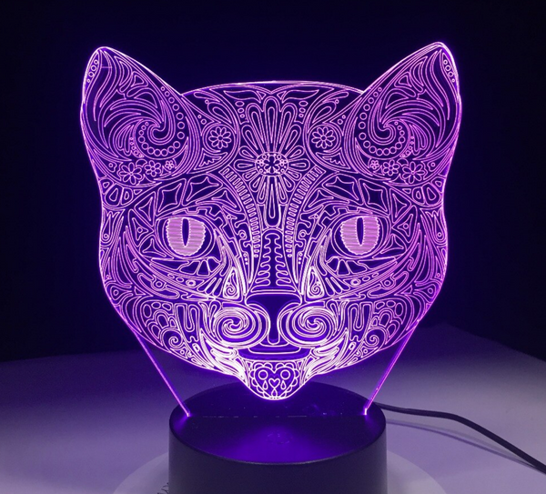 Lamp KAT. Mandala lamp kat. Mooie sfeerlamp. 7-kleurig.
