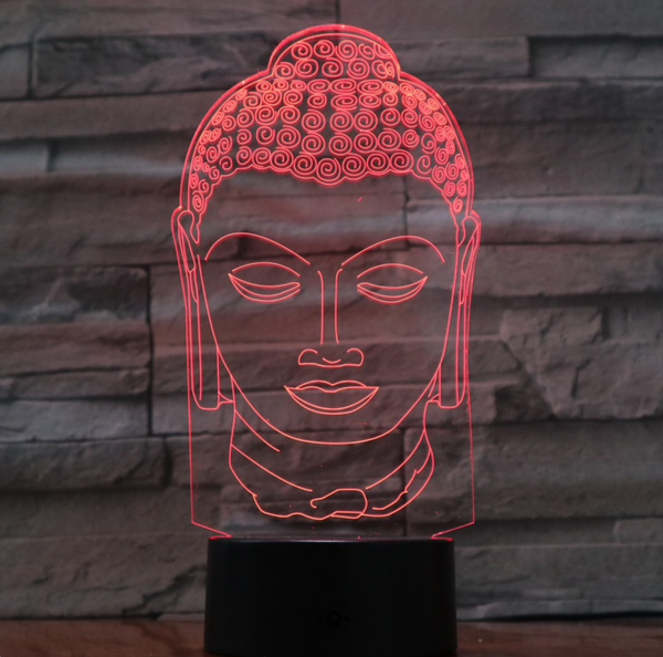 Lamp Boeddha. Buddha hoofd lamp. Boeddhistische beeld lamp.