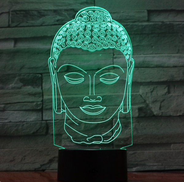 Lamp Boeddha. Buddha hoofd lamp. Boeddhistische beeld lamp.