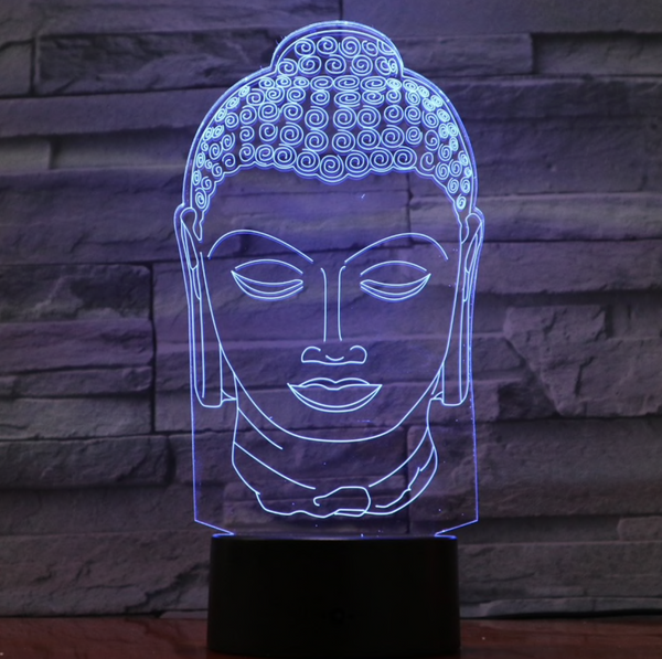 Lamp Boeddha. Buddha hoofd lamp. Boeddhistische beeld lamp.