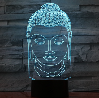 Lamp Boeddha. Buddha hoofd lamp. Boeddhistische beeld lamp.