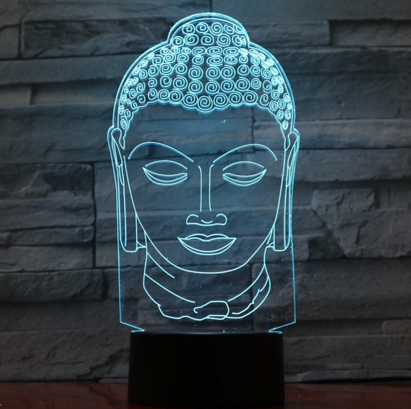 Lamp Boeddha. Buddha hoofd lamp. Boeddhistische beeld lamp.