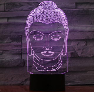 Lamp Boeddha. Buddha hoofd lamp. Boeddhistische beeld lamp.