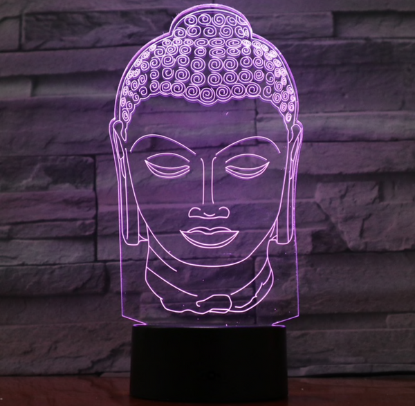 Lamp Boeddha. Buddha hoofd lamp. Boeddhistische beeld lamp.