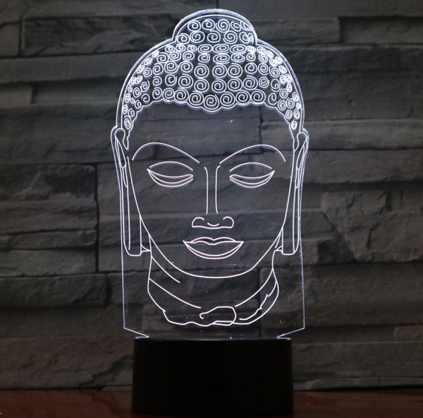 Lamp Boeddha. Buddha hoofd lamp. Boeddhistische beeld lamp.