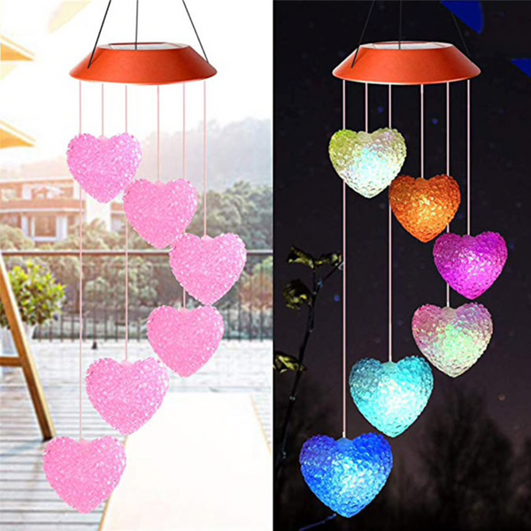 Lamp hartjes. Meerdere kleuren lamp. Zonne-energie lamp, solar verlichting. Zonne energie hanglamp Hartjes. Lamp /nachtlamp met zonnebatterij/ solar lamp