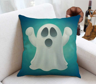 Kussenhoes grappig Spookje. Kussenhoes voor kind blauw. Kussensloop met grappige print. Kussenhoes 45x45. Stijl 2