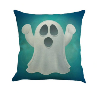 Kussenhoes grappig Spookje. Kussenhoes voor kind blauw. Kussensloop met grappige print. Kussenhoes 45x45. Stijl 2
