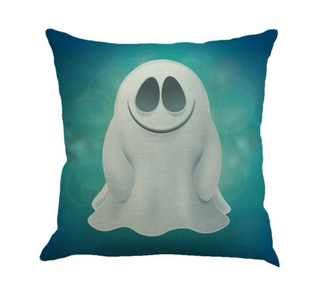 Kussenhoes grappig Spookje. Kussenhoes voor kind blauw. Kussensloop met grappige print 45x45.