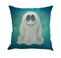 Kussenhoes blauw, turquoise, wit. Kussenhoes grappige print Spookje. Leuke kussenhoes voor kinderkamer. 45x45. SET van 2.