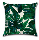 Kussenhoes groene bladeren.  Tropische Planten kussenhoes donkergroen. 45x45