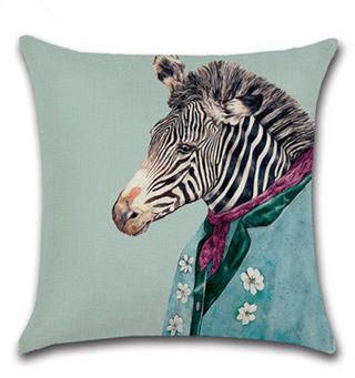 Kussenhoes Zebra in pak. Grappige kussenhoes mister Zebra. Decoratieve kussensloop /sierkussenhoes 45x45