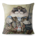 Kussenhoes Kat met vis. Grappige kat kussenhoes/kussensloop Kat Visser 45x45