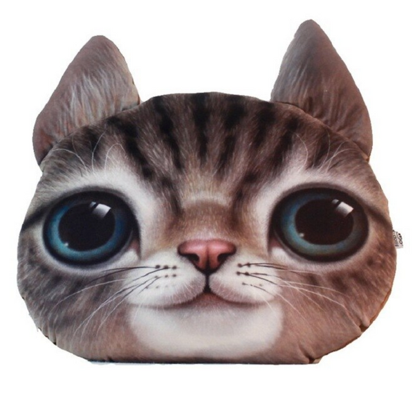 Kussen Kat. Grappige kussen in een vorm van kop van een kat. Cadeau voor kind of volwassen. Leuke kussen Kat.Stijl 2