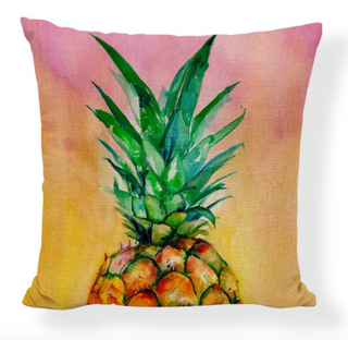 Kussenhoes ananas. Kussenhoes fruit. Kussenhoes roze, geel, oranje, groen. 45x45
