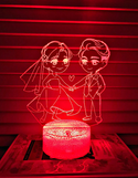 Nachtlampje Liefde. Nachtlamp twee geliefden. Huwelijk lampje. 3D illusie tafelnachtlamp 7-kleurig