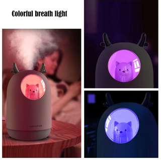 Nachtlampje en luchtbevochtiger. Multicolor rustgevend licht nachtlampje. Mood lamp kind/ nachtlamp hondje en rendeer/hert. Wit