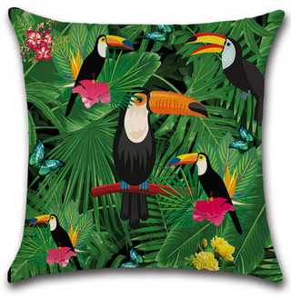 Kussenhoes toekan/ kussenhoes vogels /tropische kussenhoes. Tukan/tucan kussenhoes. 45x45