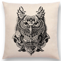 Kussenhoes Mandala Uil. Sier kussenhoes uil. Sierkussenhoes creme van stevige stof. 45x45