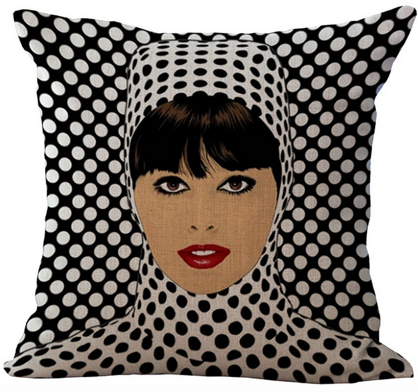 Kussenhoes stippen. Jaren 60 opart kussensloop SET VAN 2. Optical Art kussenhoes. Kussenhoes Opart.  Kussenhoes/kussensloop 45x45