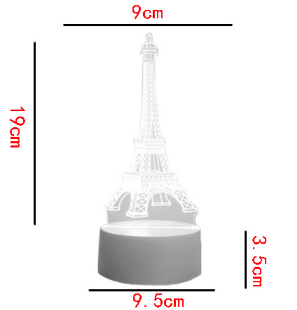 Nachtlamp Eiffeltoren. Romantische nachtlamp. Leuke Tafelnachtlamp Parijs Eiffeltoren. Mood lamp multicolor.