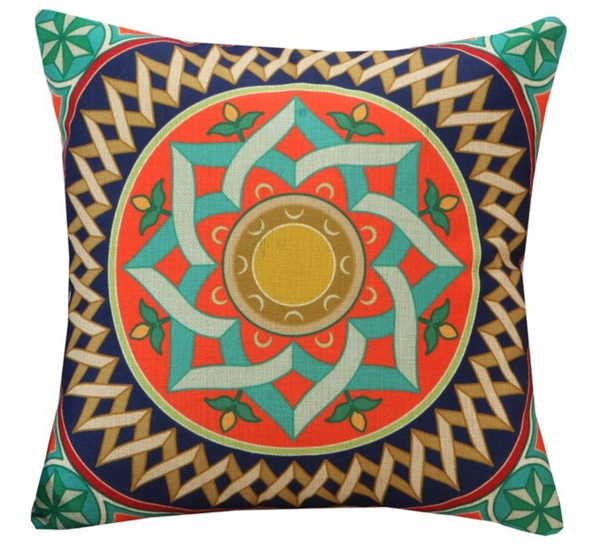 Kussenhoes geometrische figuren. Retro stijl kussenhoes, hippy kussenhoes, mandala kussenhoes 45x45.