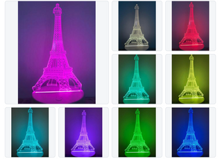 Nachtlamp Eiffeltoren. Romantische nachtlamp. Leuke Tafelnachtlamp Parijs Eiffeltoren. Mood lamp multicolor.