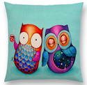 Kussenhoes Uil en Uil. Grappige kussenhoes vogels. 45x45