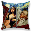 Vincent Van Gogh en Mona Lisa meme op kussenhoes. Grappige meme kussenhoes. Mona Lisa grappige foto op kussenhoes. Stijl 2