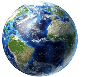 Glow in the dark GROTE Muursticker Aarde. Lichtgevende sticker planeet Aarde, diameter 30 cm
