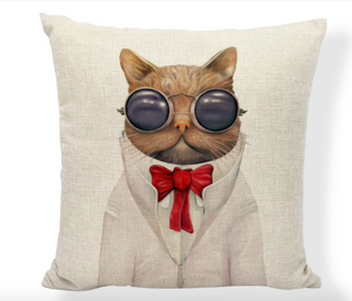 Kussenhoes Kat gentleman / decoratieve kussensloop /sierkussenhoes 45x45