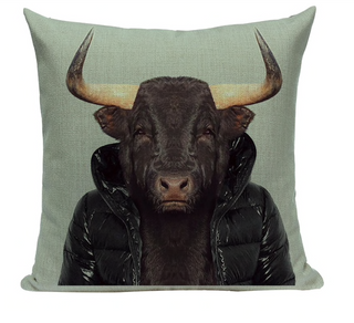Kussenhoes Stier in jas decoratieve kussensloop /sierkussenhoes 45x45