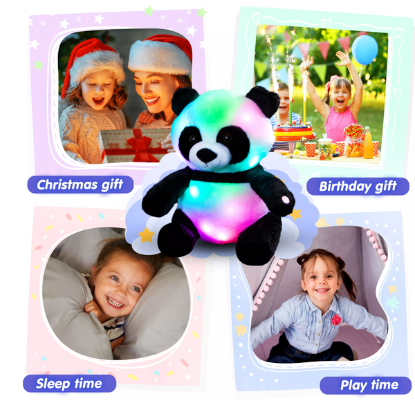 Panda knuffel met lichtjes. Lichtgevende Panda knuffel. Cadeau voor kind knuffel Pandabeer. Panda knuffel met licht.