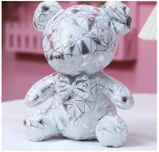 Sinterklaas cadeau voor meisje of dame. Sinterklaascadeau knuffel beertje, Knuffelbeer cadeau voor geliefde. Knuffelbeer wit met zilver. Sinterklaas cadeautjes, Kerstcadeautjes.