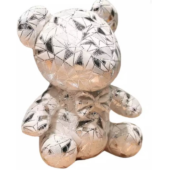 Sinterklaas cadeau voor meisje of dame. Sinterklaascadeau knuffel beertje, Knuffelbeer cadeau voor geliefde. Knuffelbeer wit met zilver. Sinterklaas cadeautjes, Kerstcadeautjes.