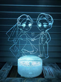Nachtlampje Liefde. Nachtlamp twee geliefden. Huwelijk lampje. 3D illusie tafelnachtlamp 7-kleurig