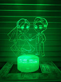 Nachtlampje Liefde. Nachtlamp twee geliefden. Huwelijk lampje. 3D illusie tafelnachtlamp 7-kleurig