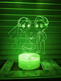 Nachtlampje Liefde. Nachtlamp twee geliefden. Huwelijk lampje. 3D illusie tafelnachtlamp 7-kleurig