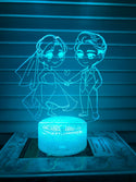 Nachtlampje Liefde. Nachtlamp twee geliefden. Huwelijk lampje. 3D illusie tafelnachtlamp 7-kleurig