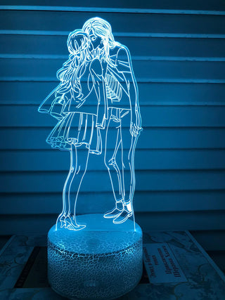 Nachtlampje liefde beeld. Nachtlamp twee geliefden. Huwelijk lampje. 3D illusie tafelnachtlamp 7-kleurig. Stijl 2