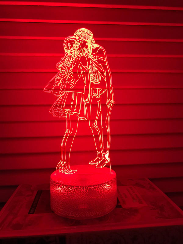 Nachtlampje liefde beeld. Nachtlamp twee geliefden. Huwelijk lampje. 3D illusie tafelnachtlamp 7-kleurig. Stijl 2