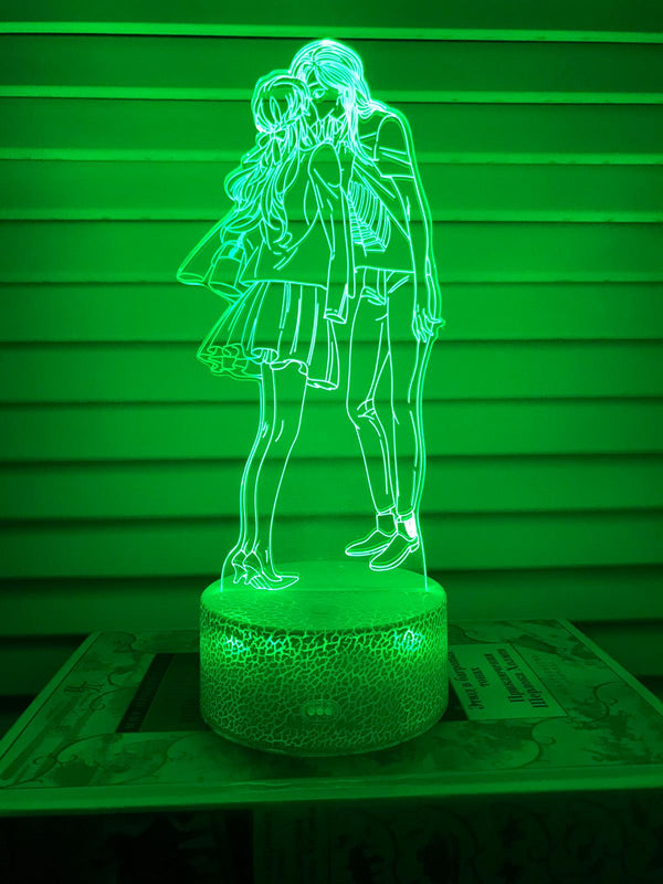Nachtlampje liefde beeld. Nachtlamp twee geliefden. Huwelijk lampje. 3D illusie tafelnachtlamp 7-kleurig. Stijl 2