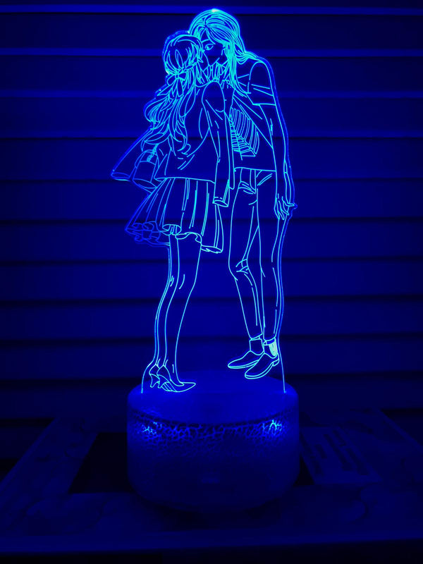 Nachtlampje liefde beeld. Nachtlamp twee geliefden. Huwelijk lampje. 3D illusie tafelnachtlamp 7-kleurig. Stijl 2