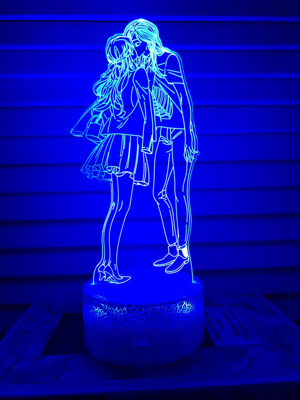 Nachtlampje liefde beeld. Nachtlamp twee geliefden. Huwelijk lampje. 3D illusie tafelnachtlamp 7-kleurig. Stijl 2