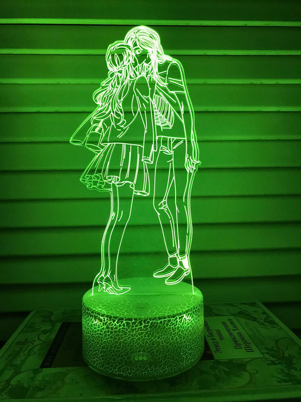 Nachtlampje liefde beeld. Nachtlamp twee geliefden. Huwelijk lampje. 3D illusie tafelnachtlamp 7-kleurig. Stijl 2