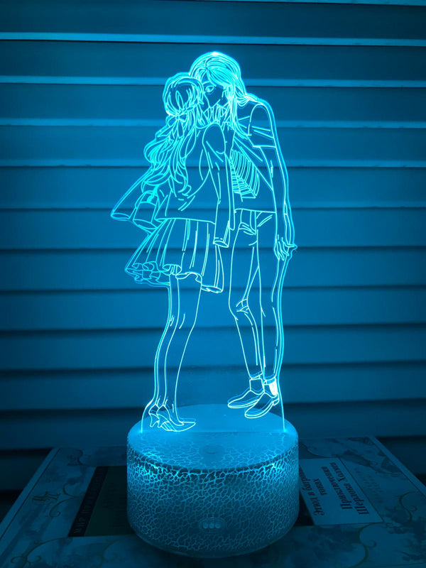 Nachtlampje liefde beeld. Nachtlamp twee geliefden. Huwelijk lampje. 3D illusie tafelnachtlamp 7-kleurig. Stijl 2