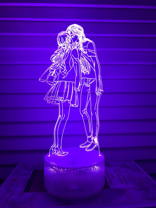 Nachtlampje liefde beeld. Nachtlamp twee geliefden. Huwelijk lampje. 3D illusie tafelnachtlamp 7-kleurig. Stijl 2