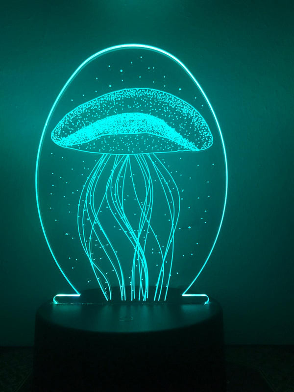 Nachtlamp Kwal. Tafelnachtlamp Kwal. Mooie sfeerlamp. 3D Illusie nachtlamp 7-kleurig